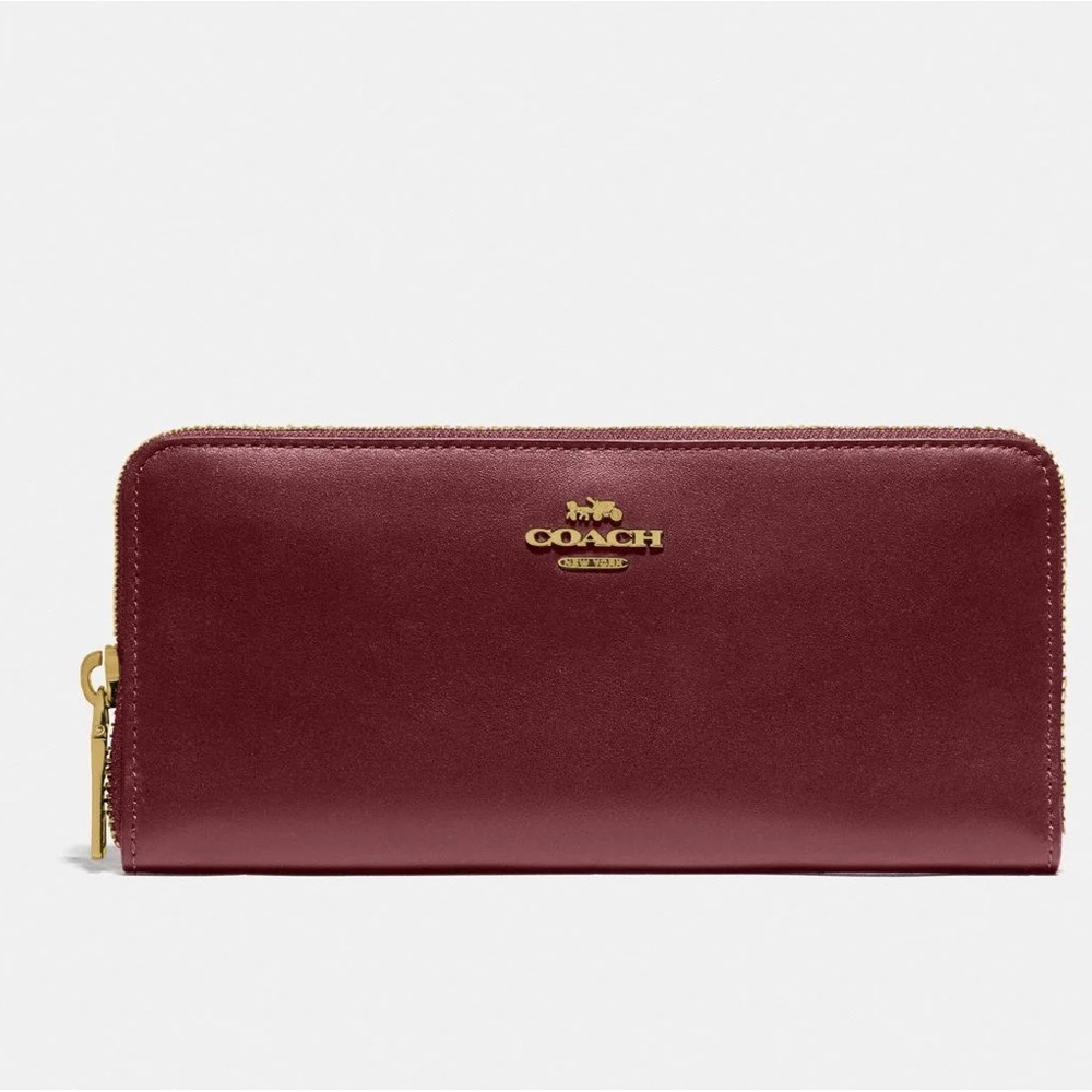 Coach Wine Red Burgundy Accordion Slim Wallet